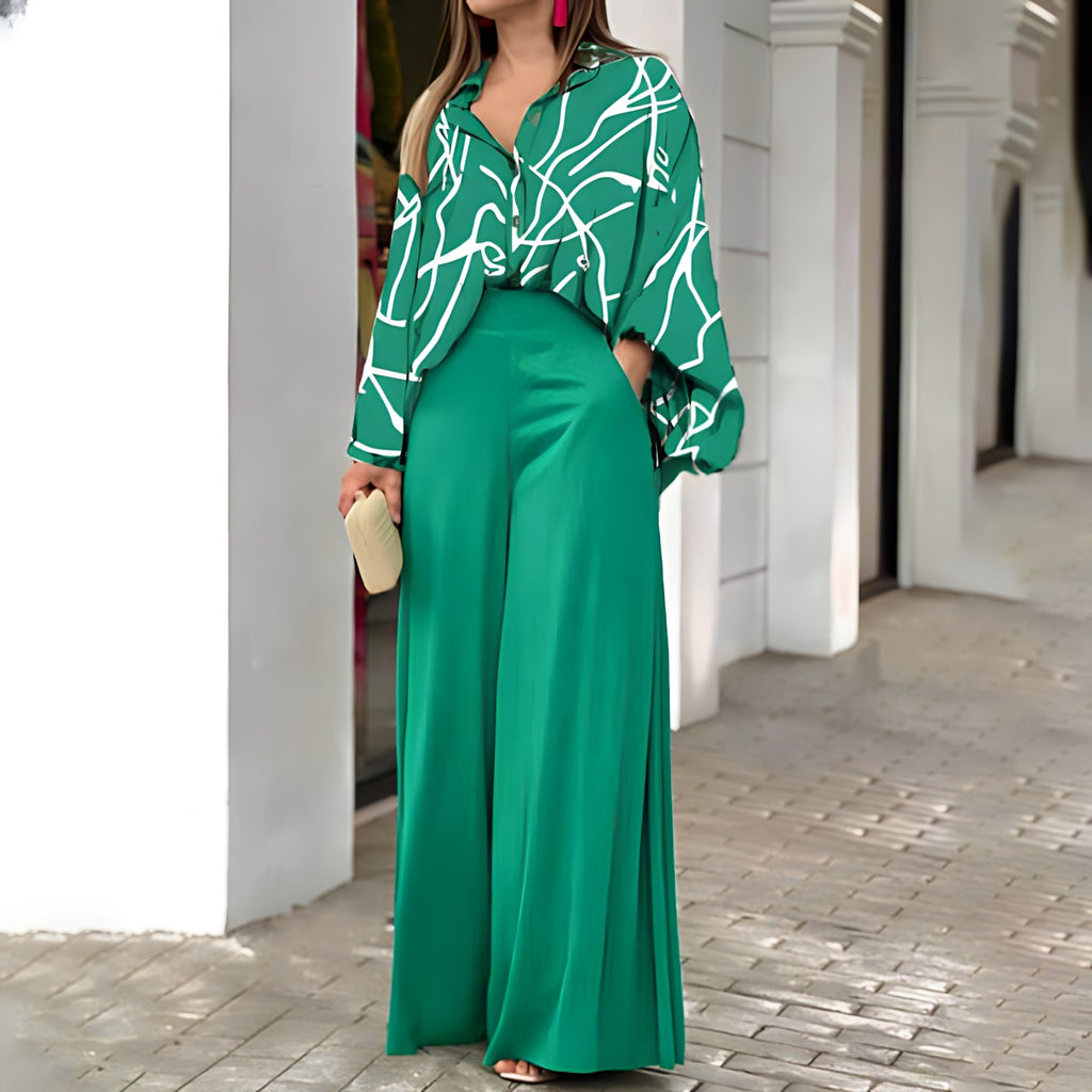 Conjunto Camisa e Calça Pantalona Verde 1