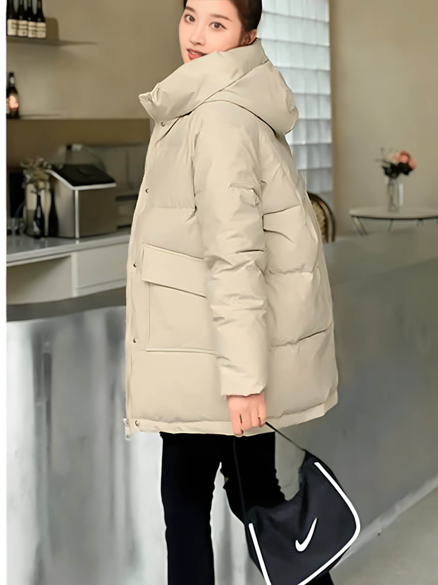 Jaqueta Feminina de Parka Bege 2