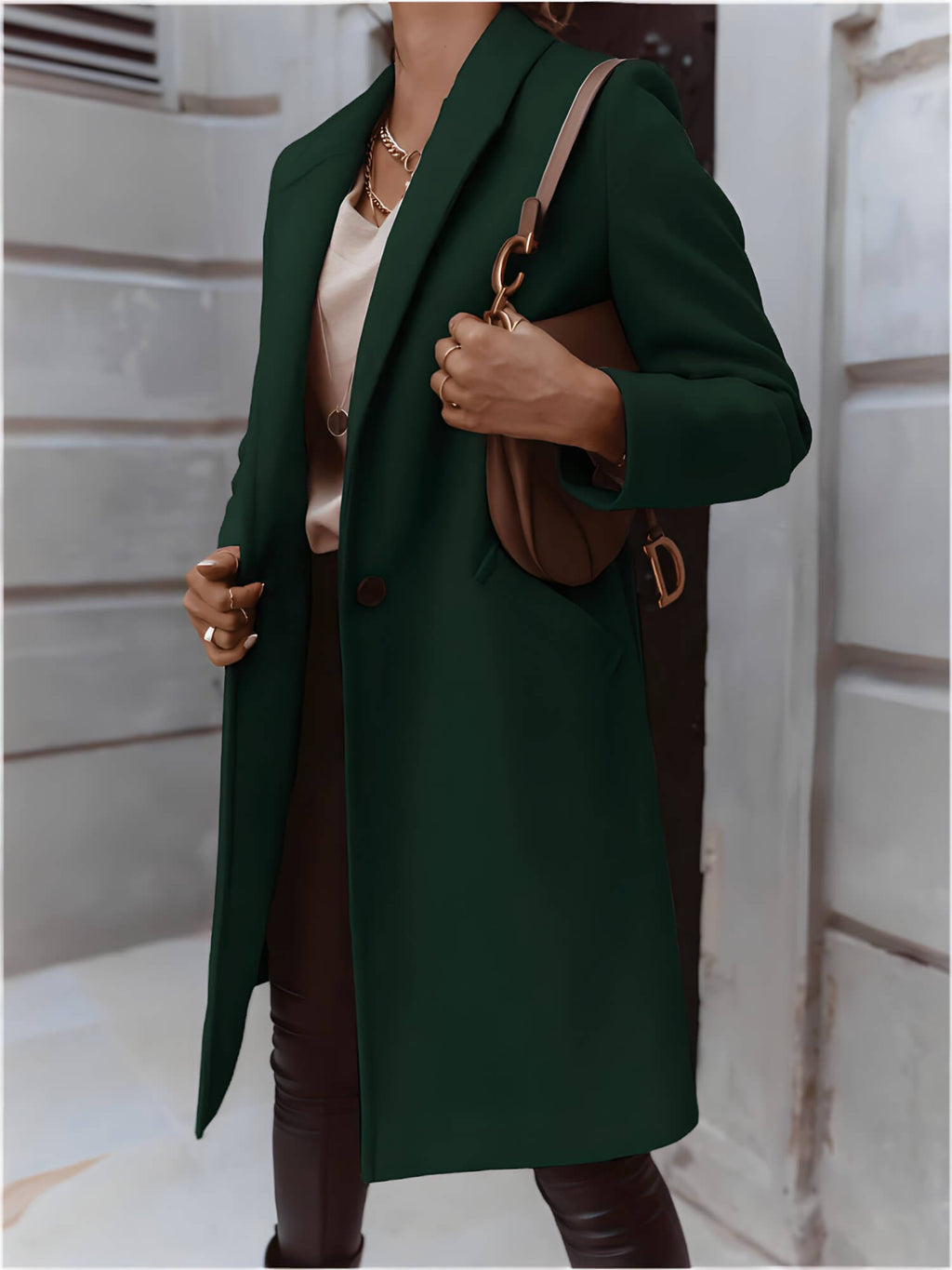 Casaco Feminino Alongado de Lã Batida Verde 19