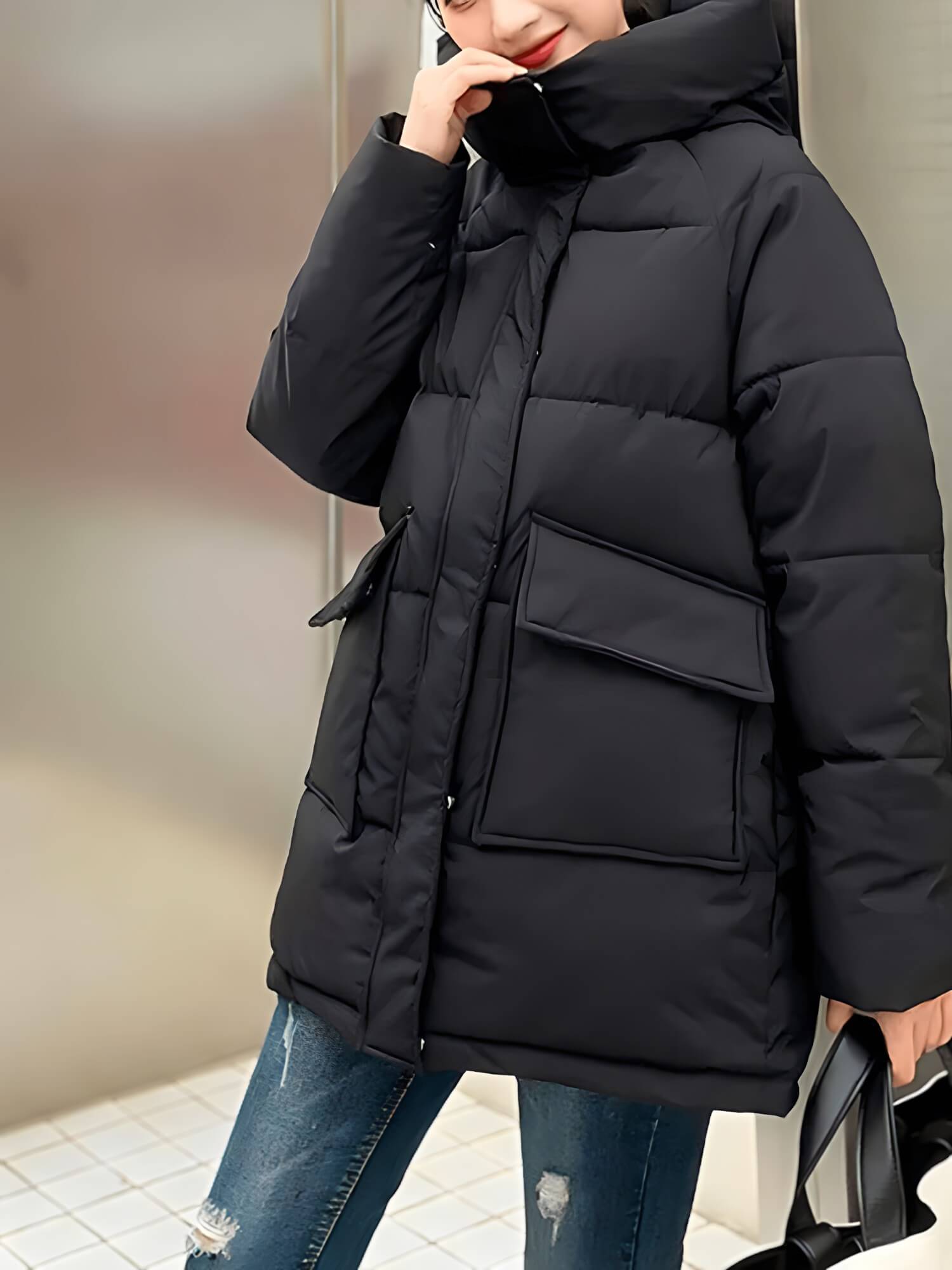 Jaqueta Feminina de Parka Preto 5