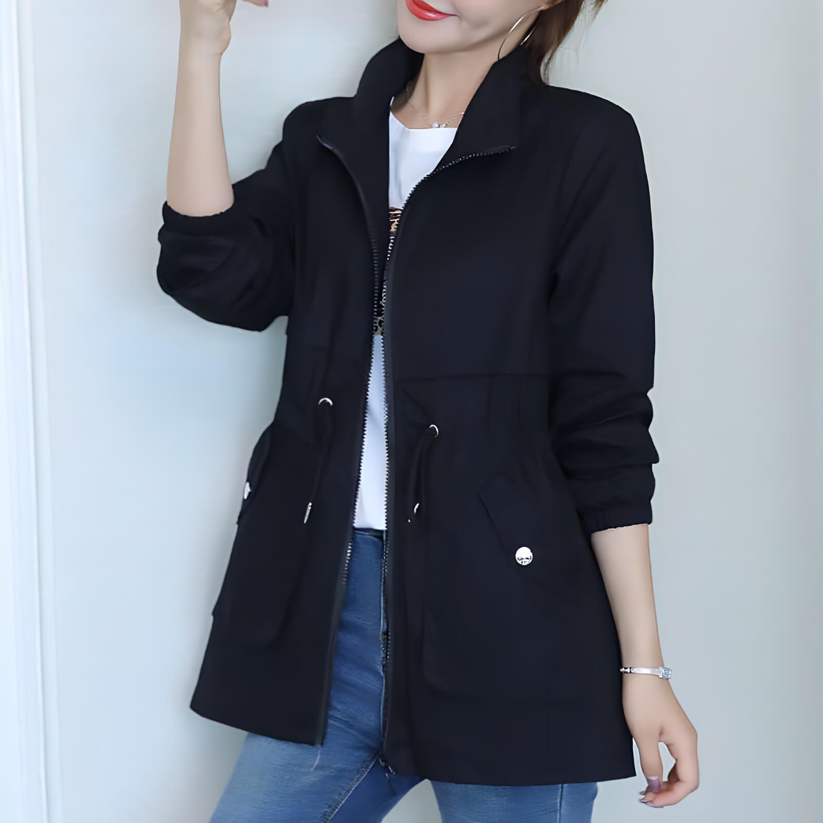 Jaqueta Feminina Casual com Regulador Preto 5