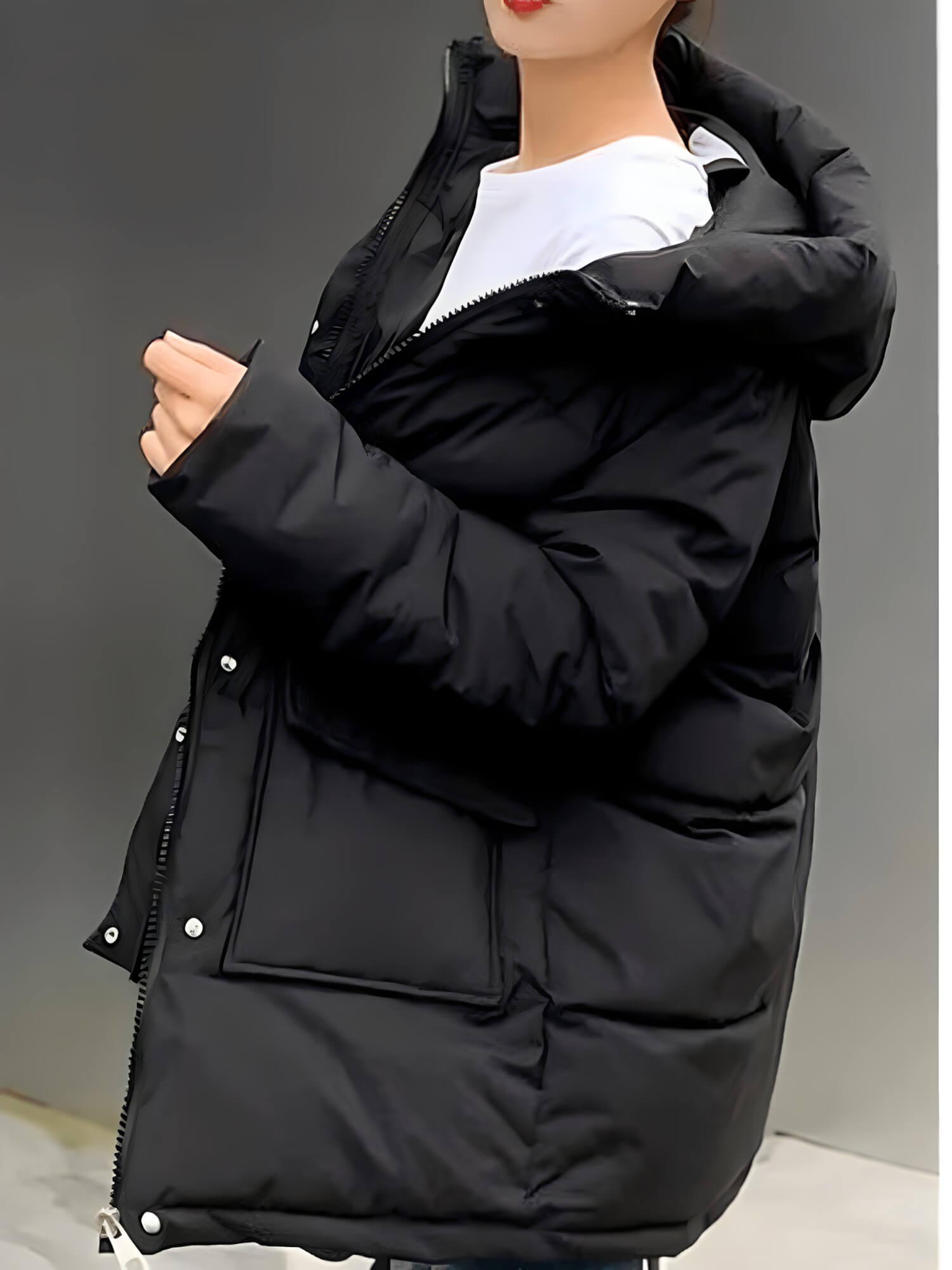 Jaqueta Feminina de Parka Preto 6