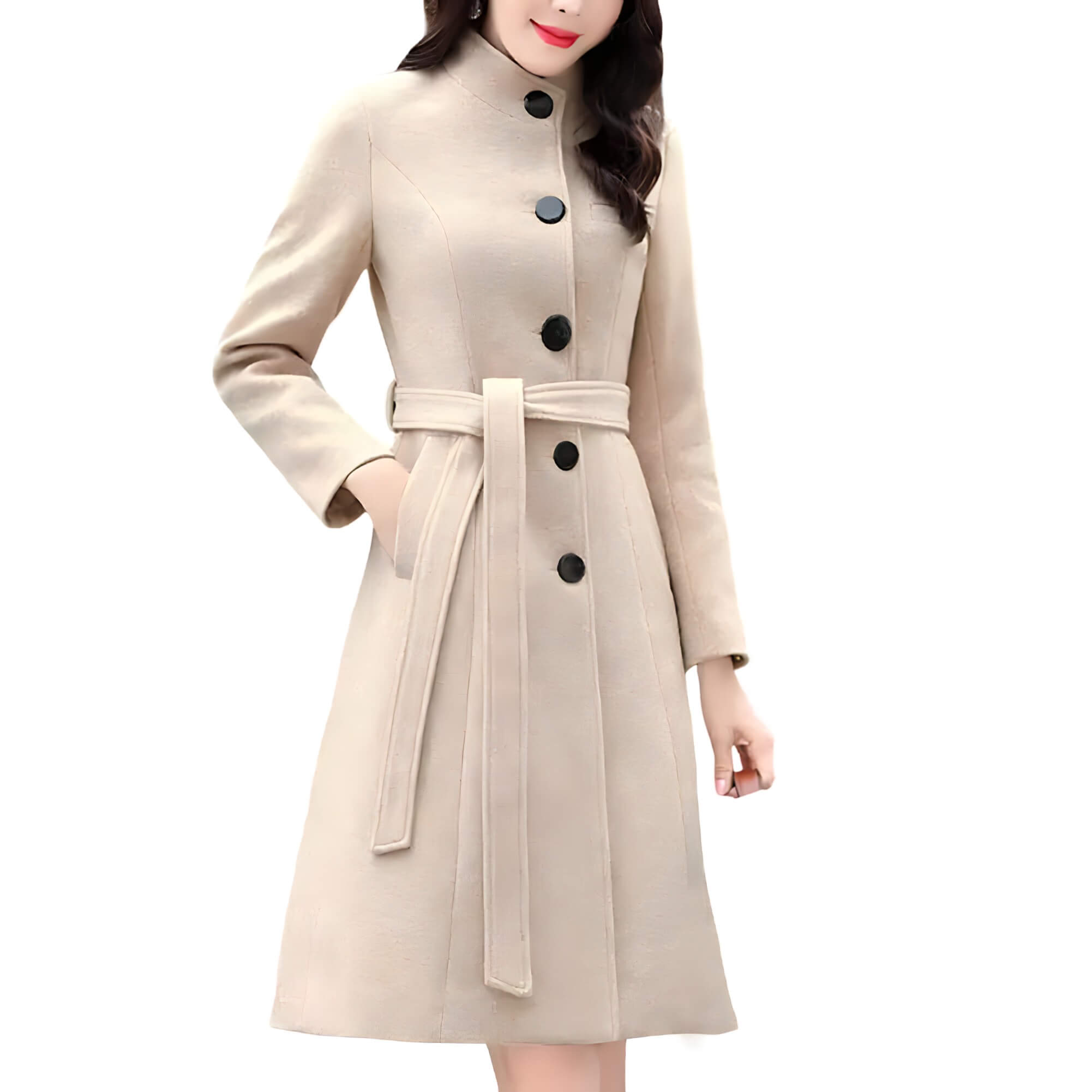 Casaco Feminino de Lã Batida Bege 4