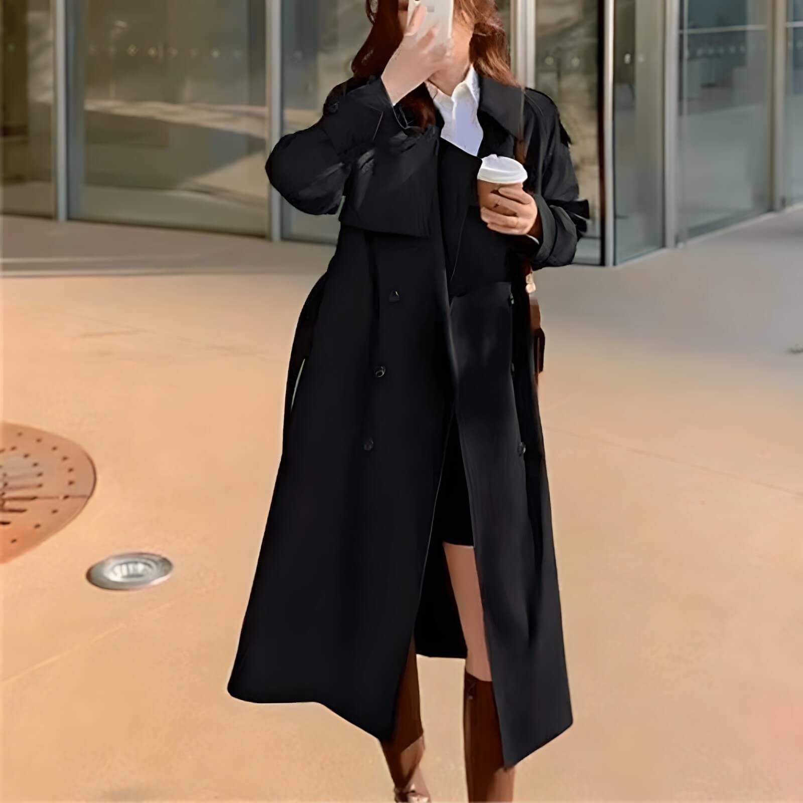 Casaco Longo Feminino Trech Preto 5