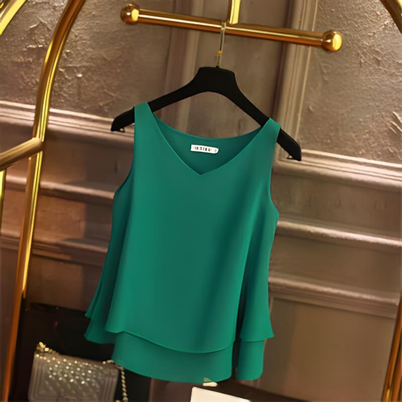 Blusa Regata de Chiffon Verde 9