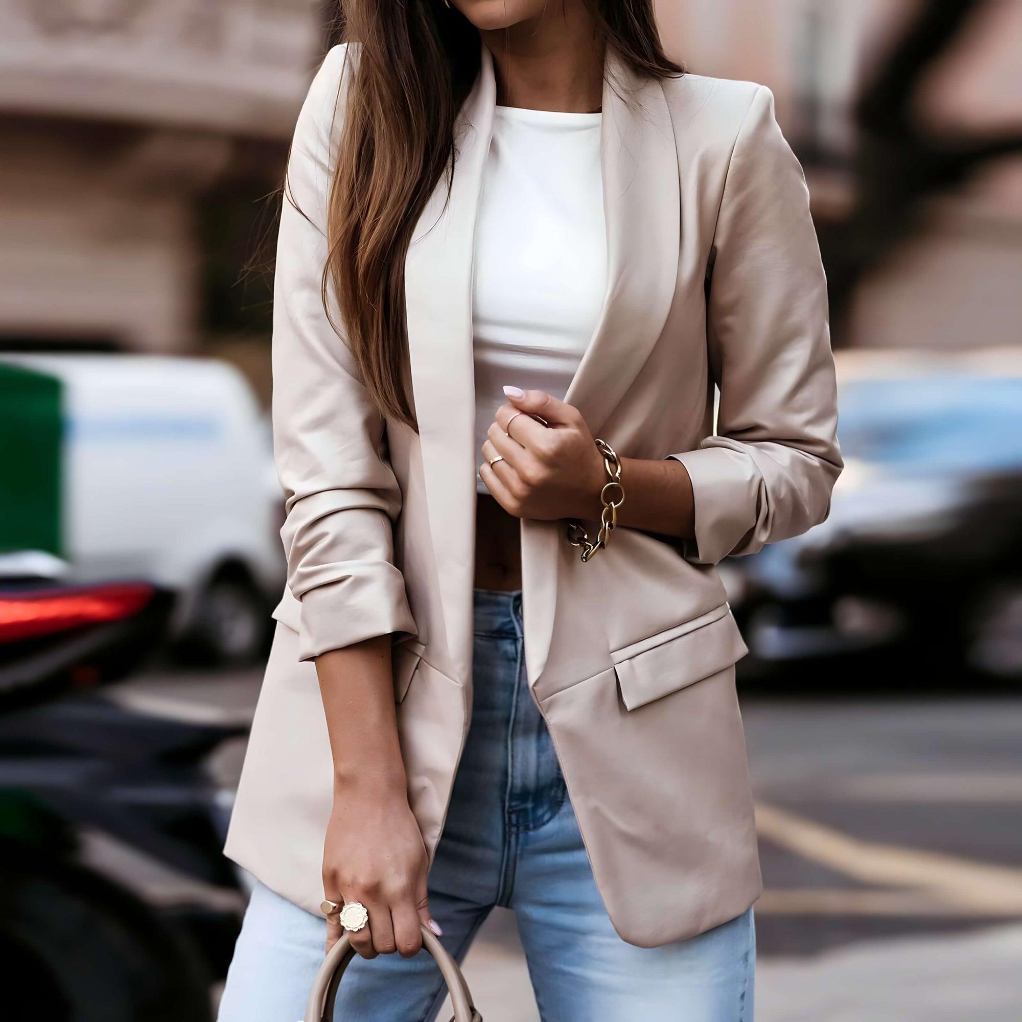 Jaqueta Feminina Alongada Creme 4