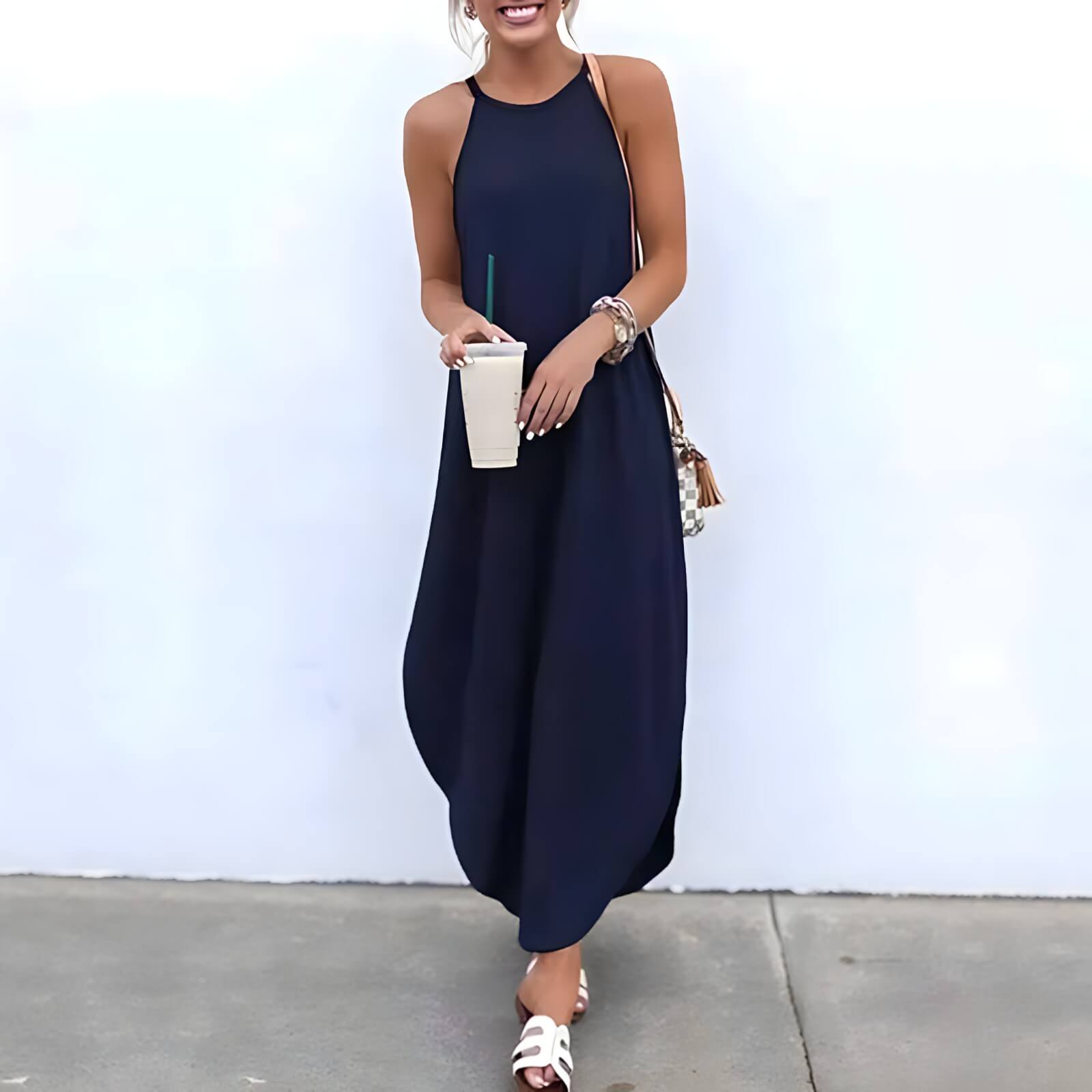 Vestido Mídi Azul Marinho 4