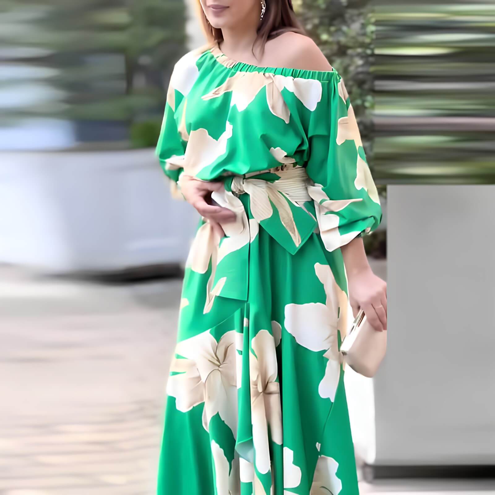 Vestido Longo Casual Verde Estampado 8