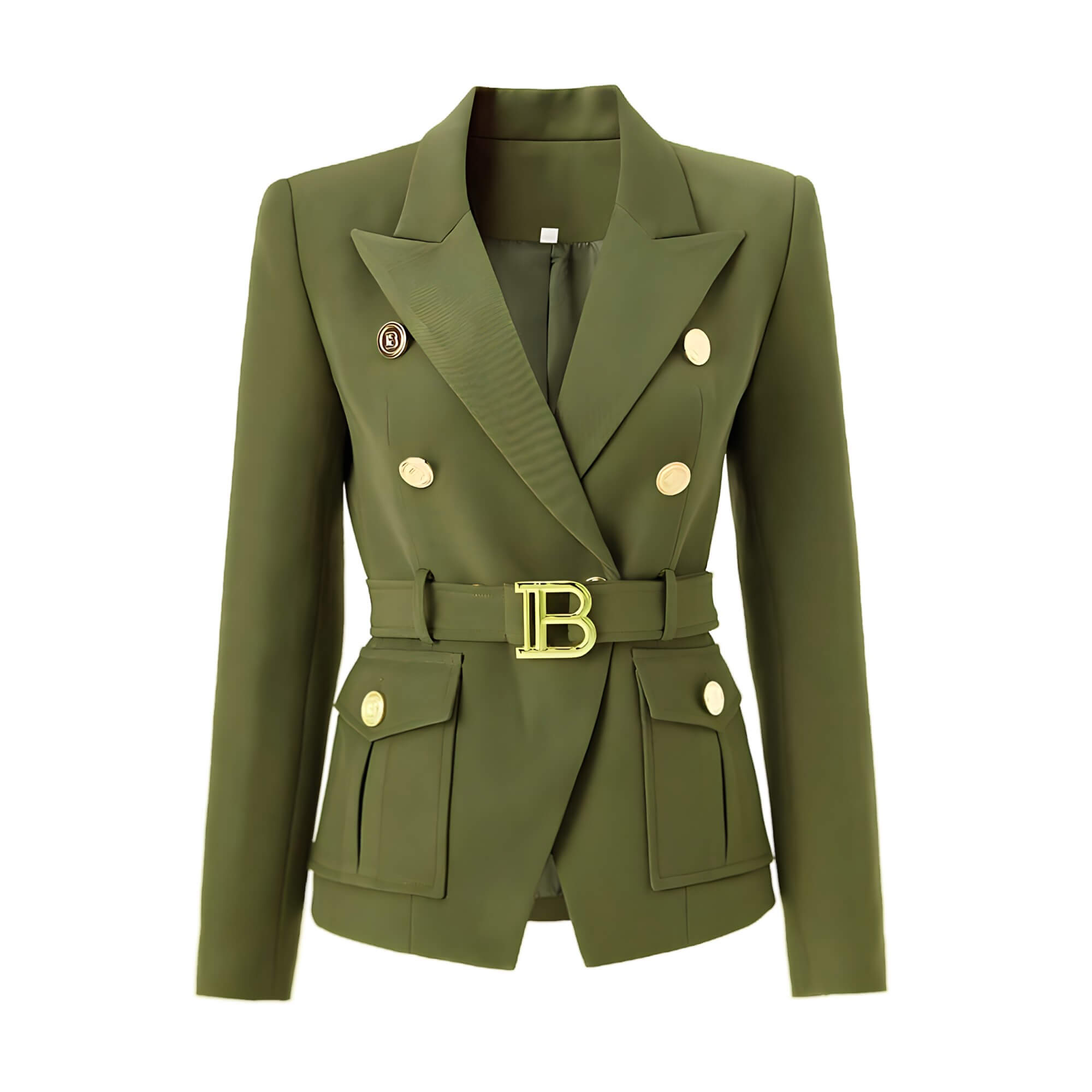 Blazer Casual com Cinto Verde Militar 6