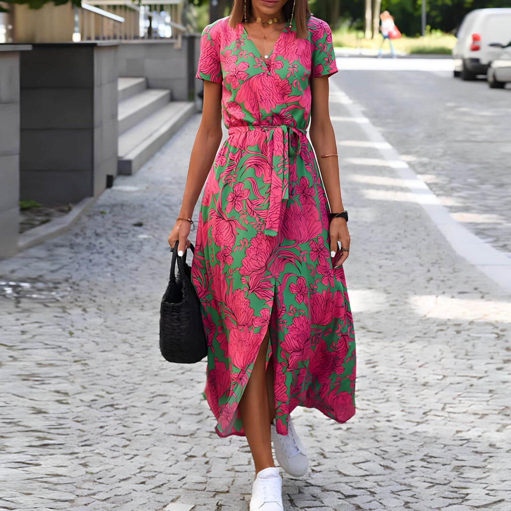 Vestido Mídi Transpassado Rosa 1