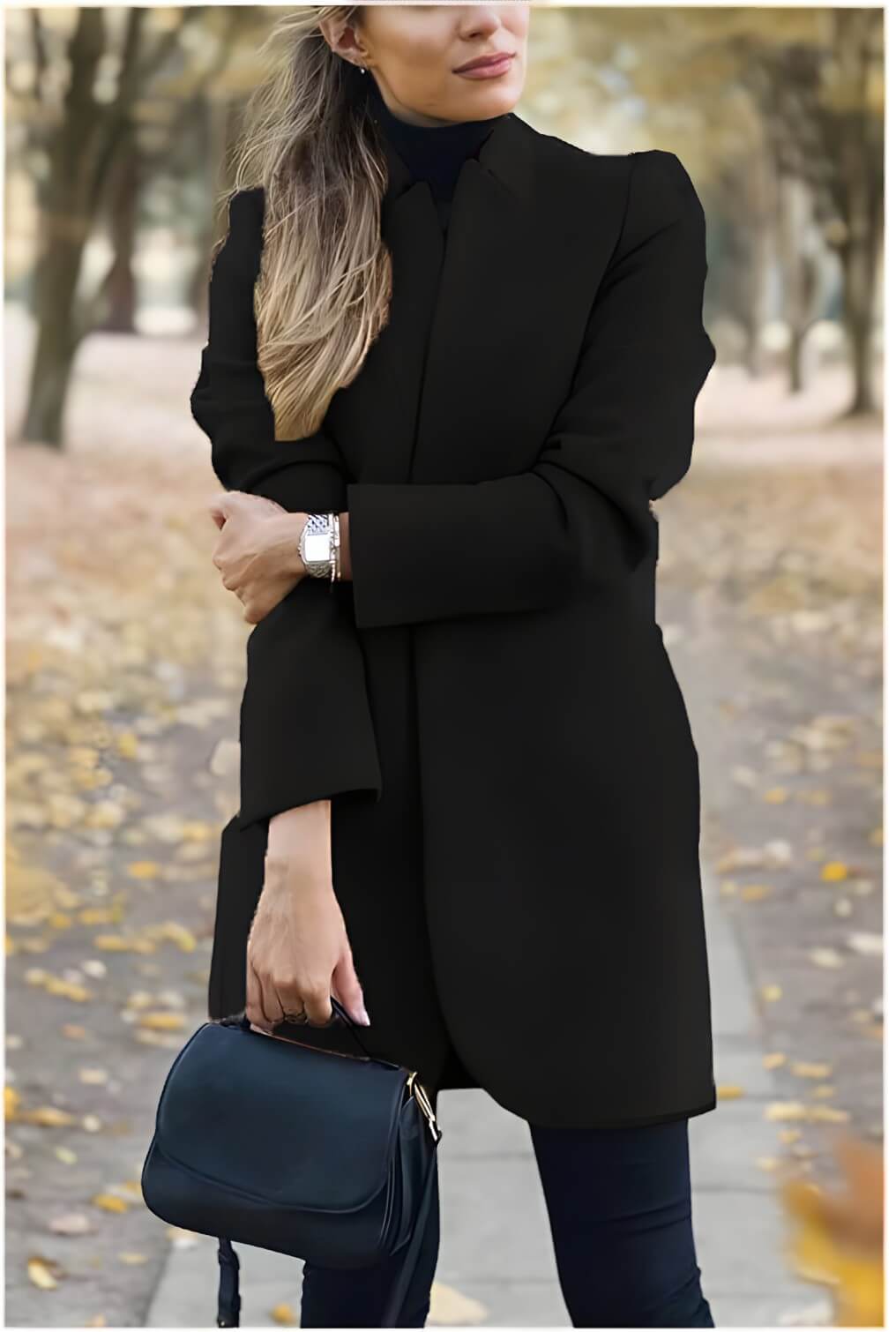 Blazer Alongado de Lã Batida Preto 8