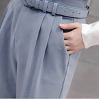 Calça Slim de Alfaiataria com Cinto Azul 6