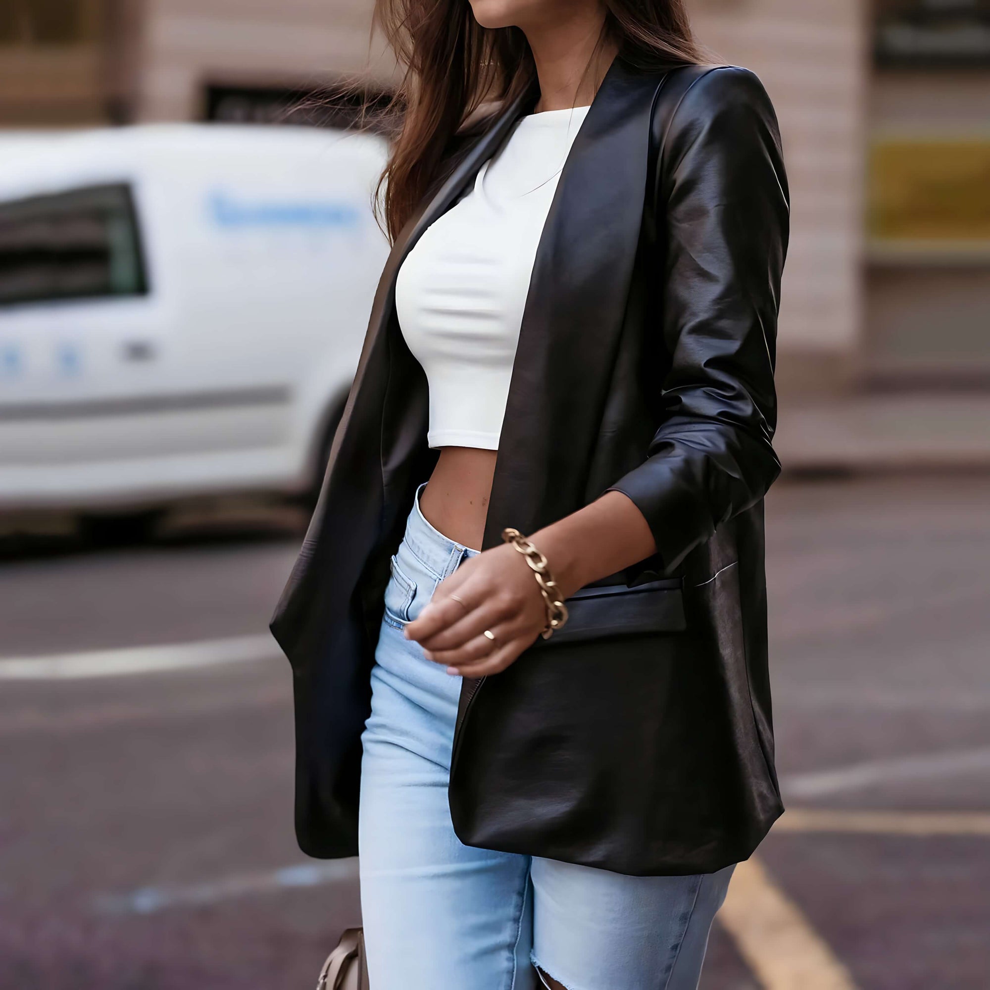 Jaqueta Feminina Alongada Preto 2