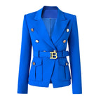 Blazer Casual com Cinto Azul 5