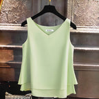 Blusa Regata de Chiffon Verde Claro 5
