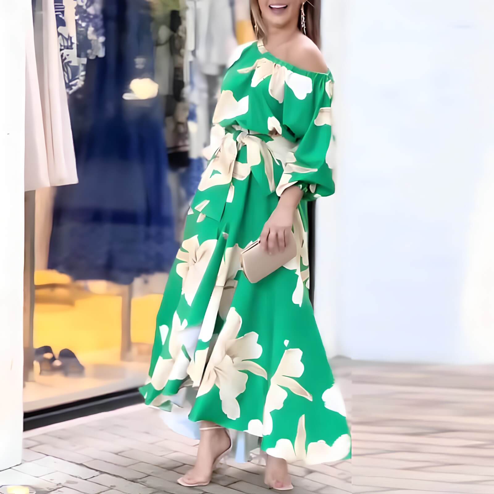 Vestido Longo Casual Verde Estampado 4