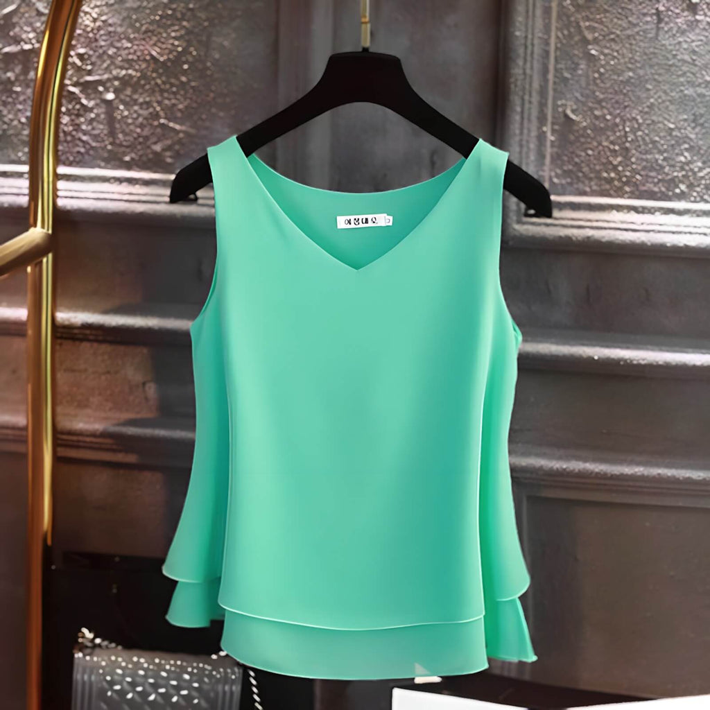 Blusa Regata de Chiffon Verde água 4