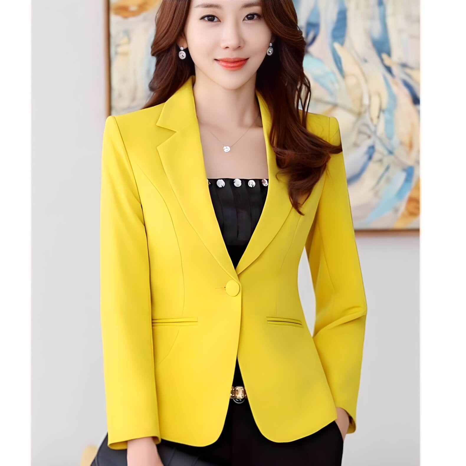 Blazer Casual de Alfaiataria Amarelo 9