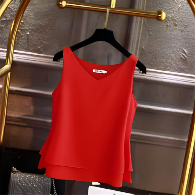 Blusa Regata de Chiffon Vermelho 11