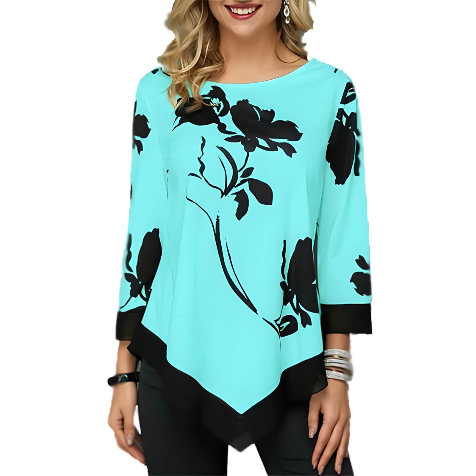 Blusa Floreada Azul 3