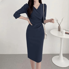 Vestido Midi Elegante Azul Marinho 06