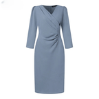 Vestido Midi Elegante Azul Fumê 08