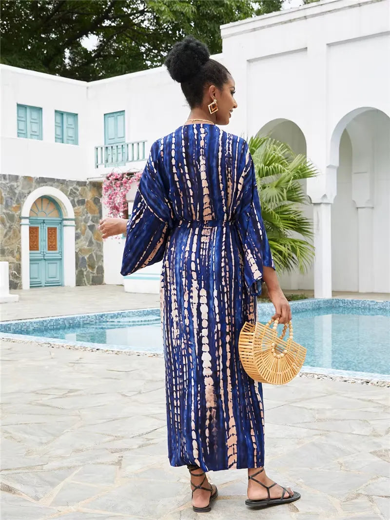 Saída de Praia Kimono Azul Marinho 06