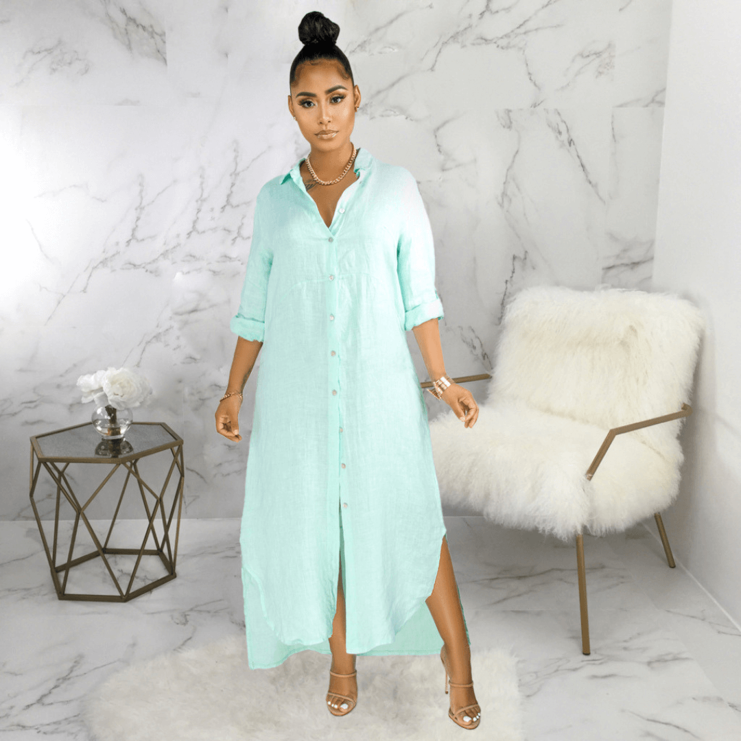 Vestido Longo de Linho Feminino