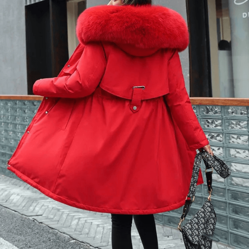 Jaqueta Feminina de Parka Forrada Vermelho 8