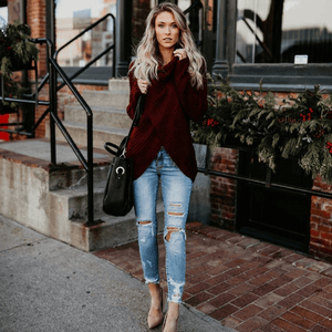 Suéter Feminino de Tricot Bordô 4