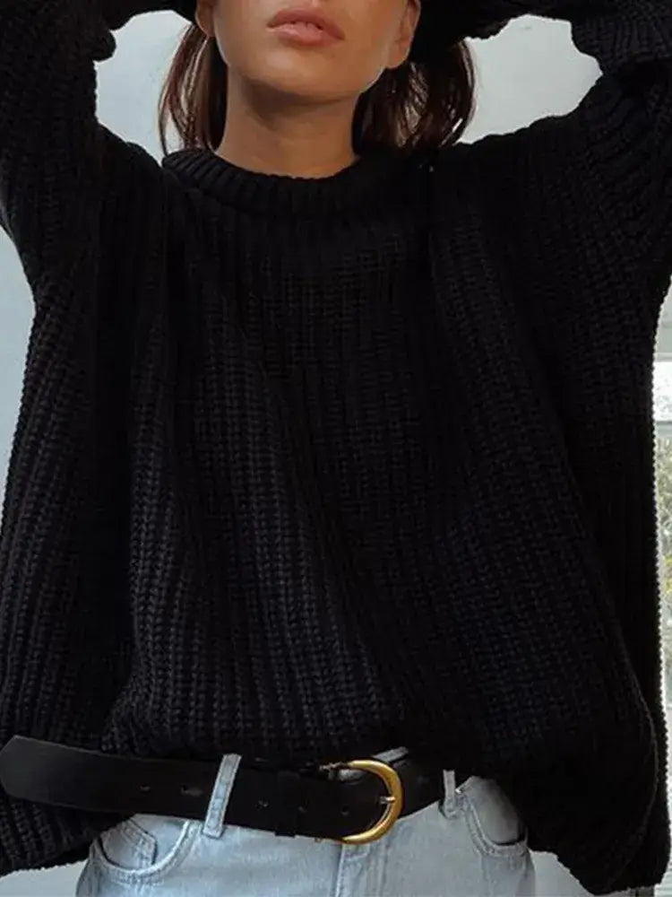 Suéter Feminino de Tricot Oversized Preto 18