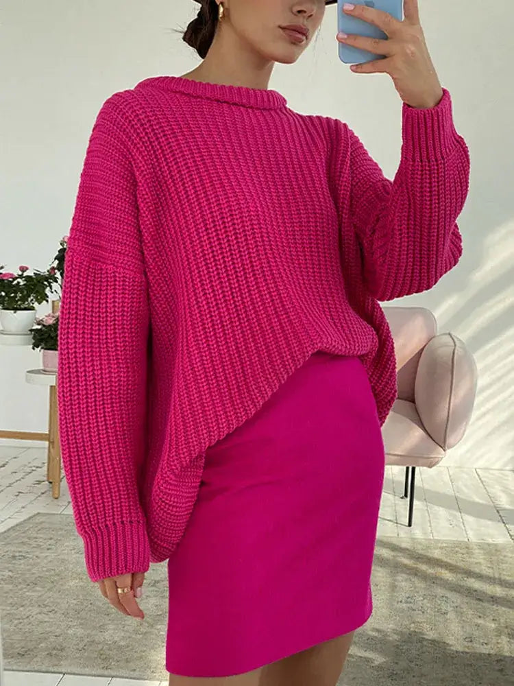 Suéter Feminino de Tricot Oversized Rosa 11