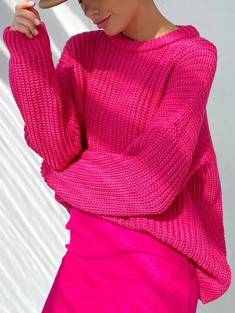 Suéter Feminino de Tricot Oversized Rosa 12
