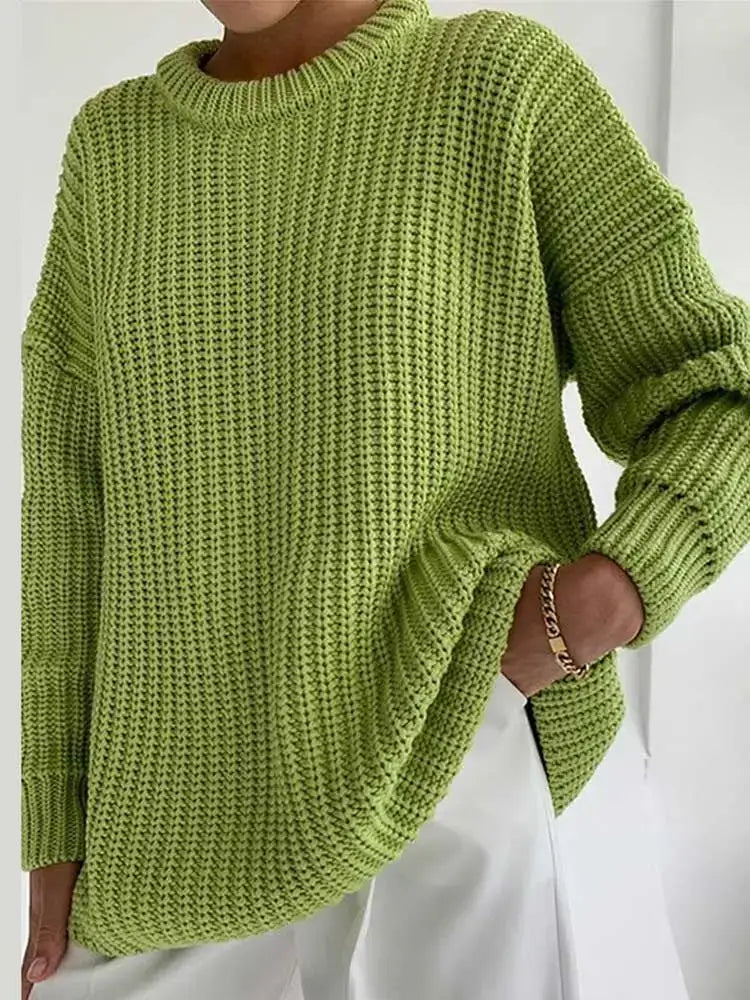Suéter Feminino de Tricot Oversized Verde Musgo 24