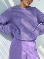 Suéter Feminino de Tricot Oversized Lilás 5