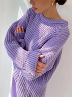 Suéter Feminino de Tricot Oversized Lilás 6