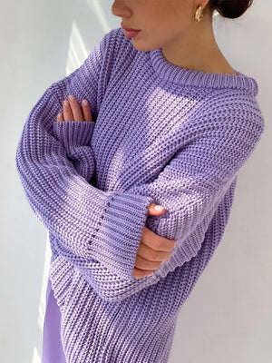 Suéter Feminino de Tricot Oversized Lilás 6