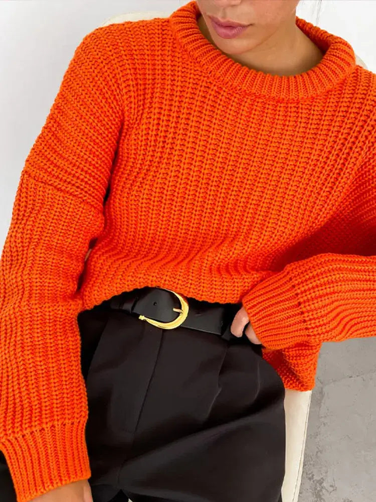 Suéter Feminino de Tricot Oversized Laranja 7