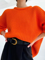 Suéter Feminino de Tricot Oversized Laranja 8