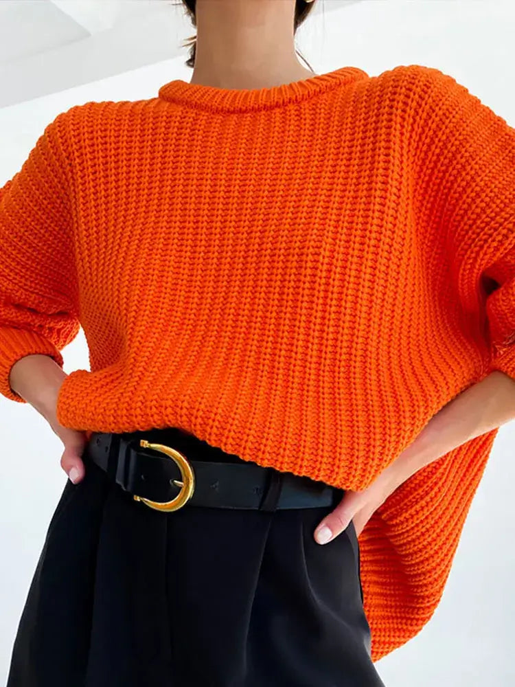 Suéter Feminino de Tricot Oversized Laranja 8