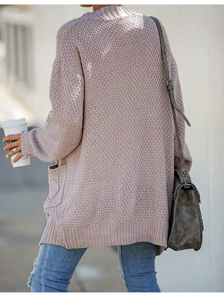 Cardigan Feminino de Tricot Alongado Bege 2