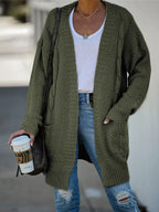 Cardigan Feminino de Tricot Alongado Verde 1