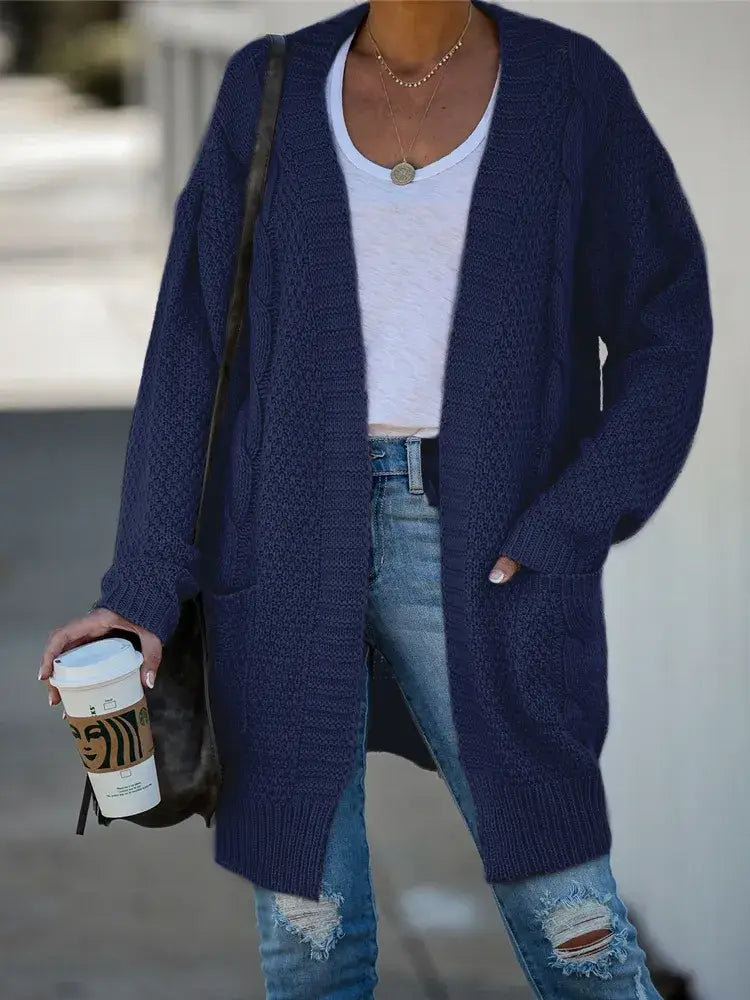 Cardigan Feminino de Tricot Alongado Azul 1