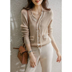 Cardigan Casual Feminino Bege 1