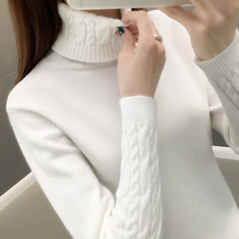 Suéter Feminino de Lã Gola Alta Branco 2