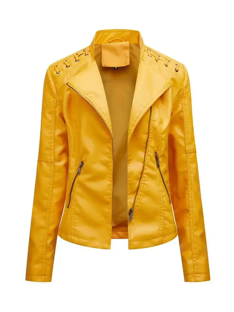 Jaqueta Feminina Biker Amarelo 14