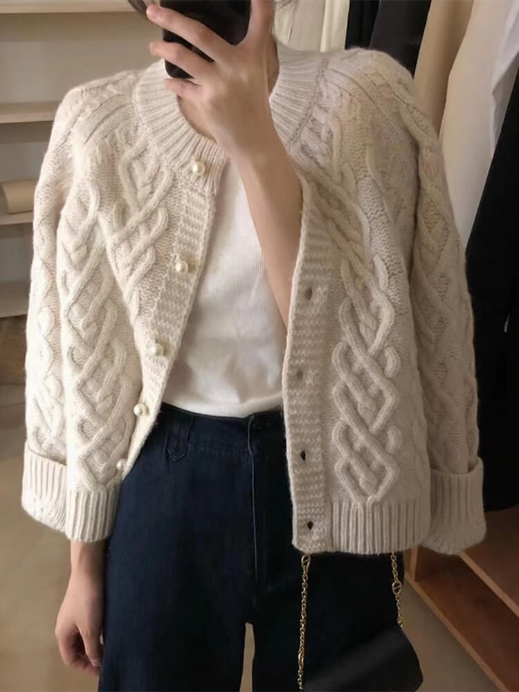 Cardigan Feminino Curto Branco 1