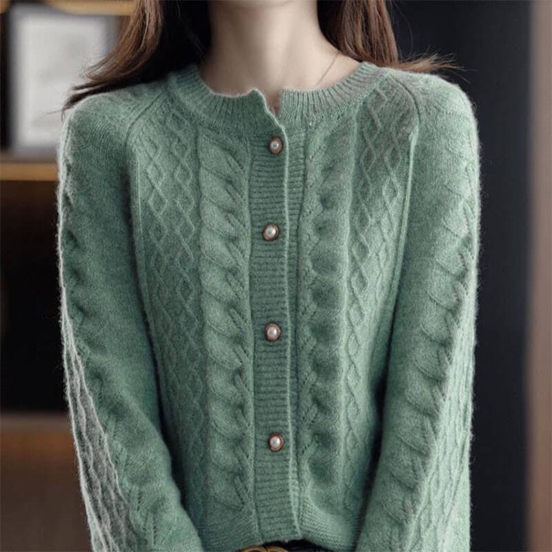 Cardigan Casual Vintage Feminino Verde 2