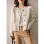 Cardigan Feminino de Lã Curto Branco 1