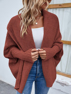 Cardigan Feminino de Tricot Ponto Aberto Caramelo